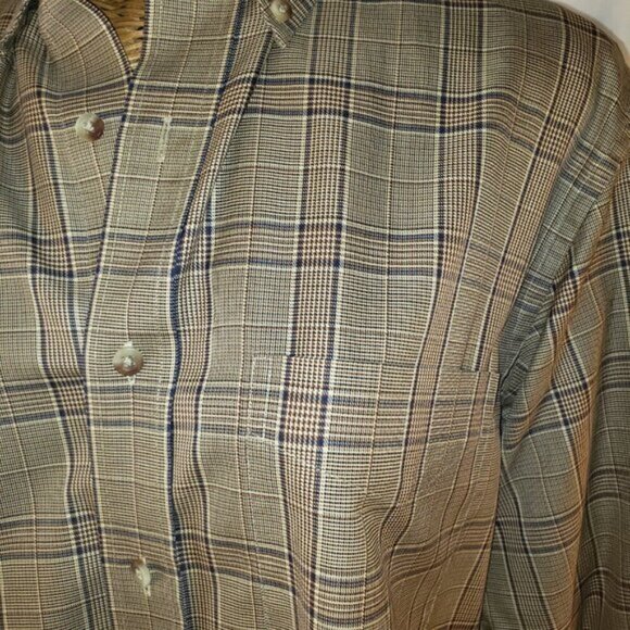 Jos. A. Bank Traveler's Collection Brown Plaid Button Down Shirt - Size M - Picture 2 of 5